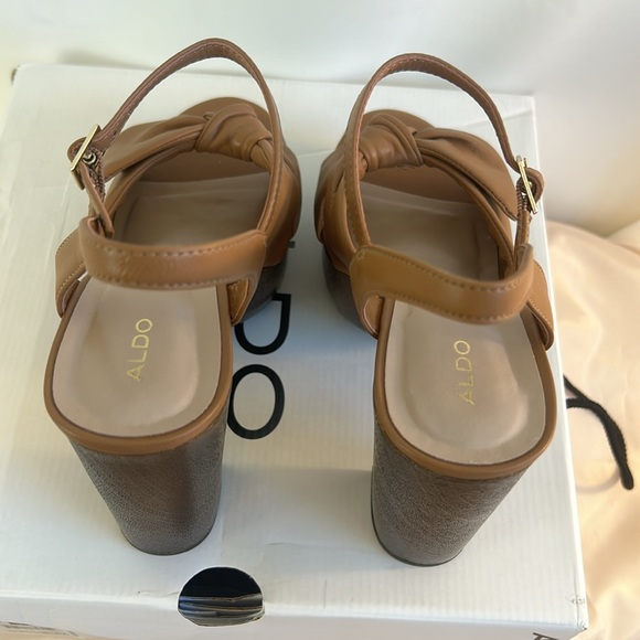 ALDO Bambola platform brown sandal heels size 8 NEW WITH BOX - Picture 4 of 6
